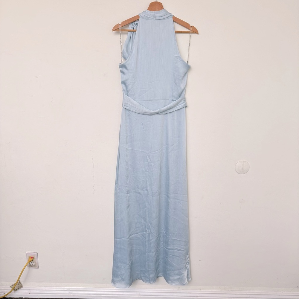 Sachin & Babi Kayla Tie Neck Maxi Crinkle Dress, Ice Blue - Picture 7 of 8